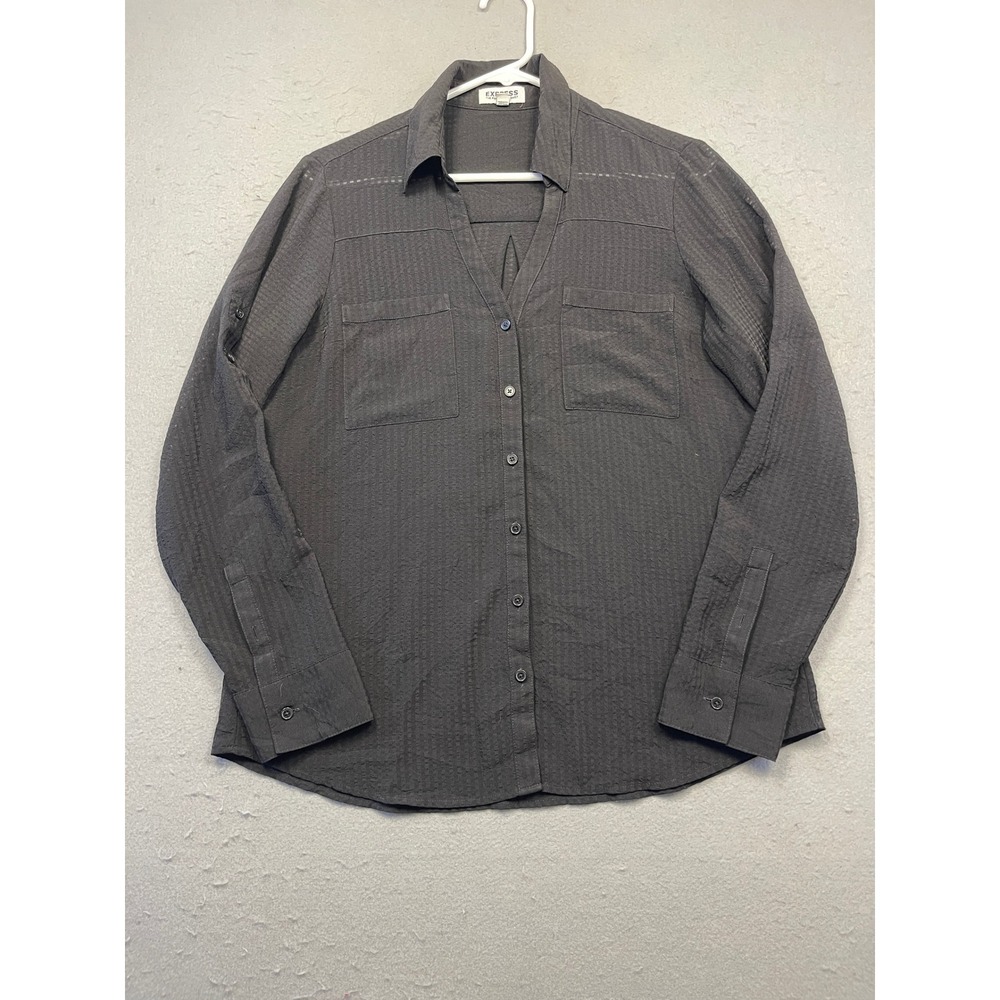 Express The Portofino Shirt Textured Black Medium Womens